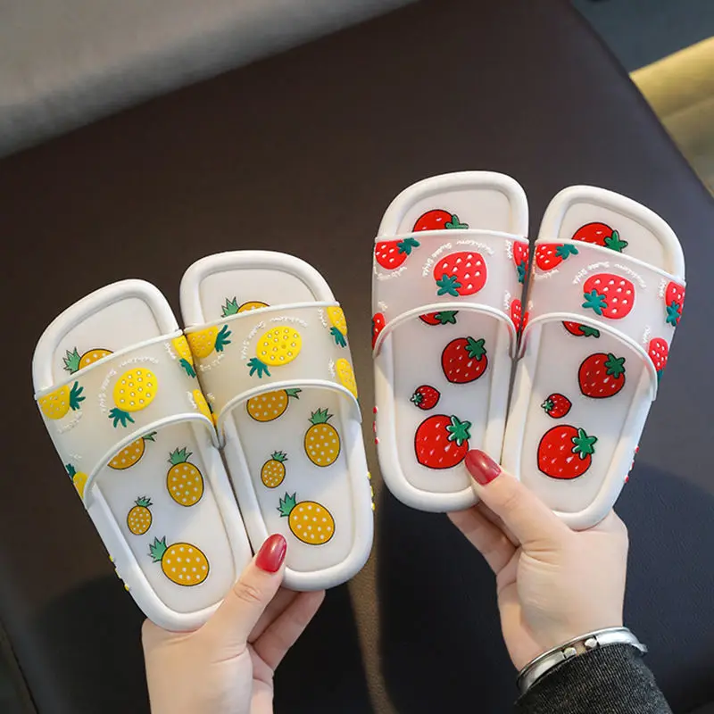 Cartoon Fruit Ouder-kind Slippers Zomer Comfort Antislip Thuis Kinderen Slippers Jongens Meisjes Soft Sole Indoor Badkamer schoenen