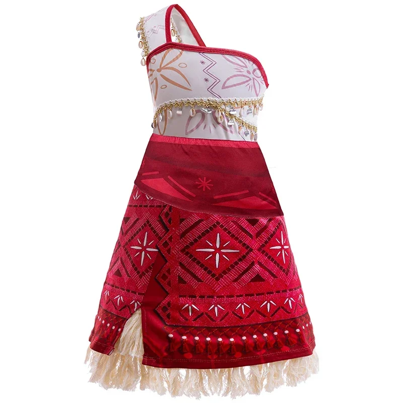 Disney 2025 Moana 2 Girls Cosplay Princess Costume Kids One Shoulder Sleeveless Dresses Christmas Party Vaiana Birthday Clothes