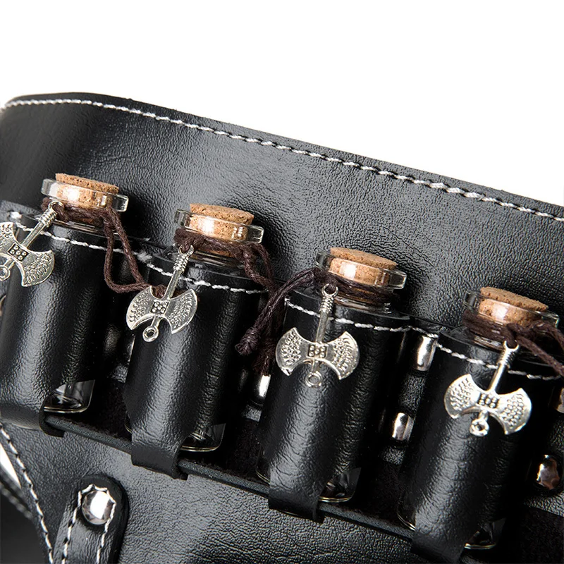 Bolsa de cintura para garrafa de alquimia medieval, com garrafa de 6 poções, couro pu, suporte de perfume, gótico, retrô, bruxa, feiticeiro, adereços de cosplay