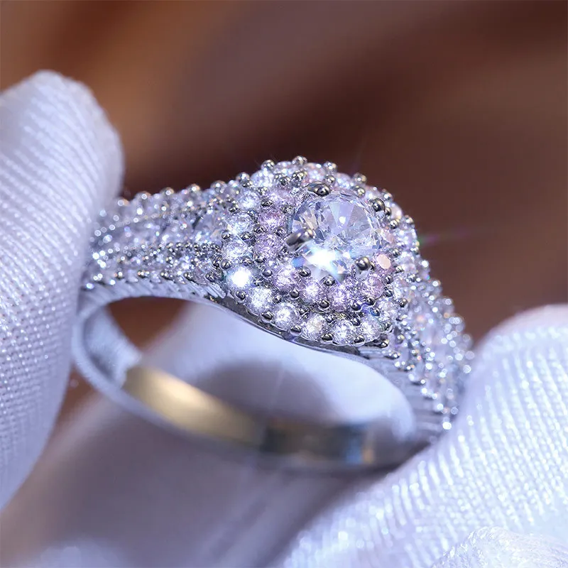 

Hot Selling Silver Plated Stainless Steel Rings For Women Cubic Zircon Jewelry Wedding Engagement Ring Wholesale Size 5-11