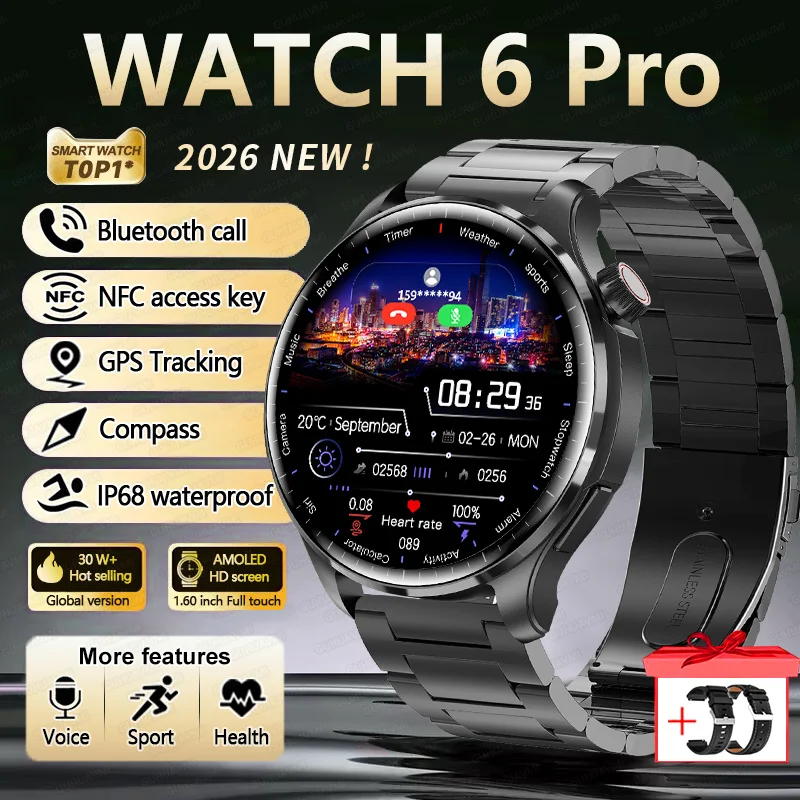 2026 Nieuwe GPS SmartWatch BluetoothCall IP68 Waterdicht AMOLED Scherm Aangepaste AOD Wijzerplaat Sport Smartwatch Mannen Vrouwen Android iOS