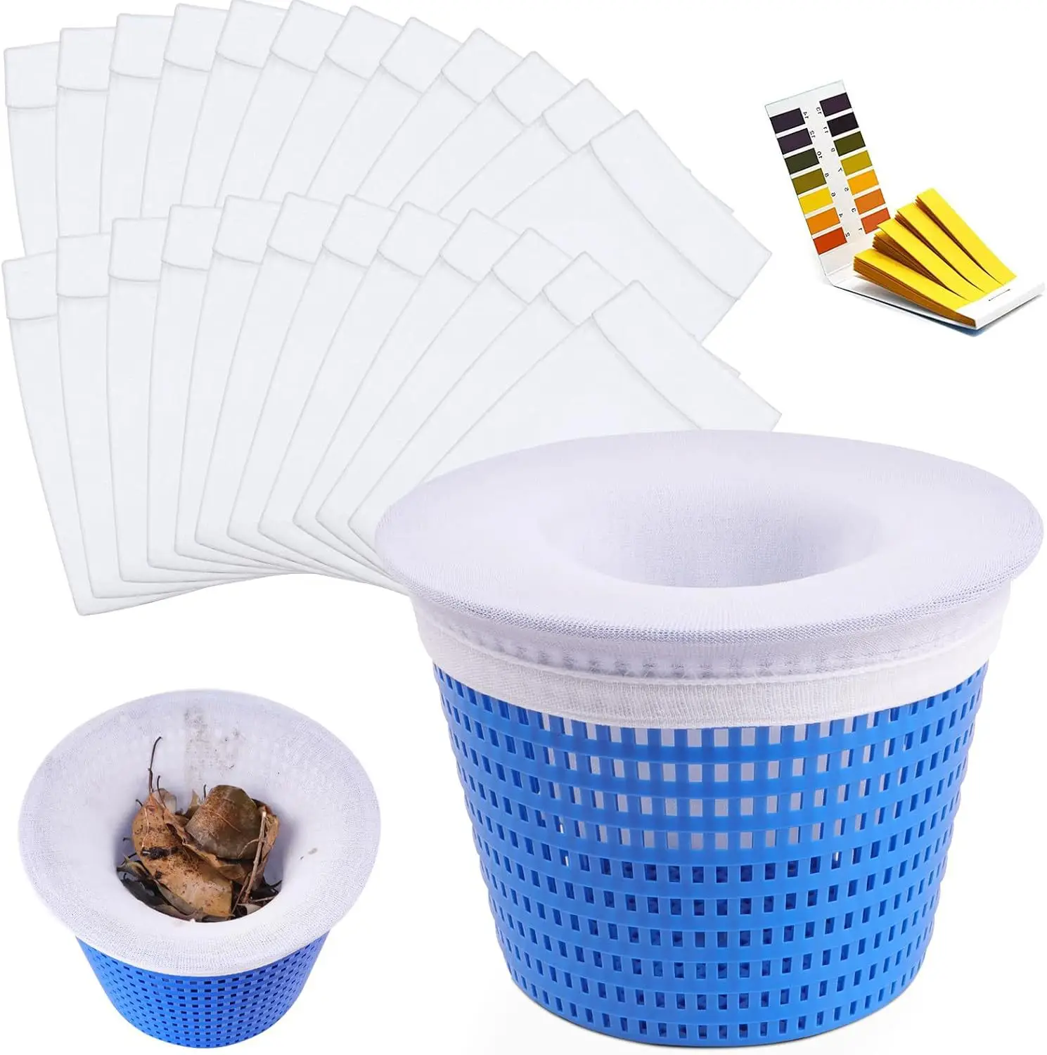 

【24-Piece 13 x 22cm Pool Skimmer Net Set】Fine Mesh Skimmer Basket for Debris Removal, Pool Cleaning and Filtration Tool