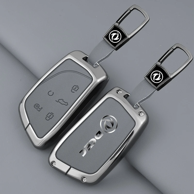 NEW Zinc Alloy Leather Car Key Case Cover Shell For DongFeng AEOLUS 2022 Keyring Keyless Protection Accessories