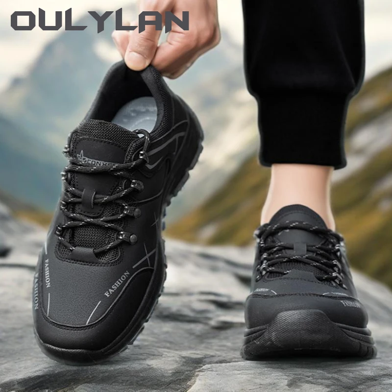 

OulylanTrendy Men's Outdoor Sports Leisure Work Shoes Hiking Shoes Sites Wear-Resistant Height Increasing Labor Protection Shoes