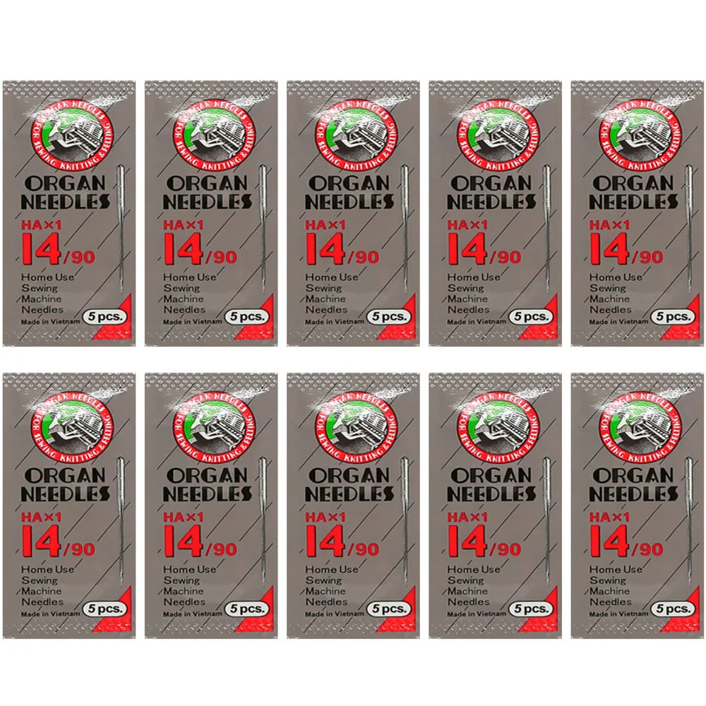 50 Agujas para Máquina de Coser Doméstica HAX1 9/65 11/75 12/80 14/90 18/110 21/130 para Máquinas de Coser Singer y Brother