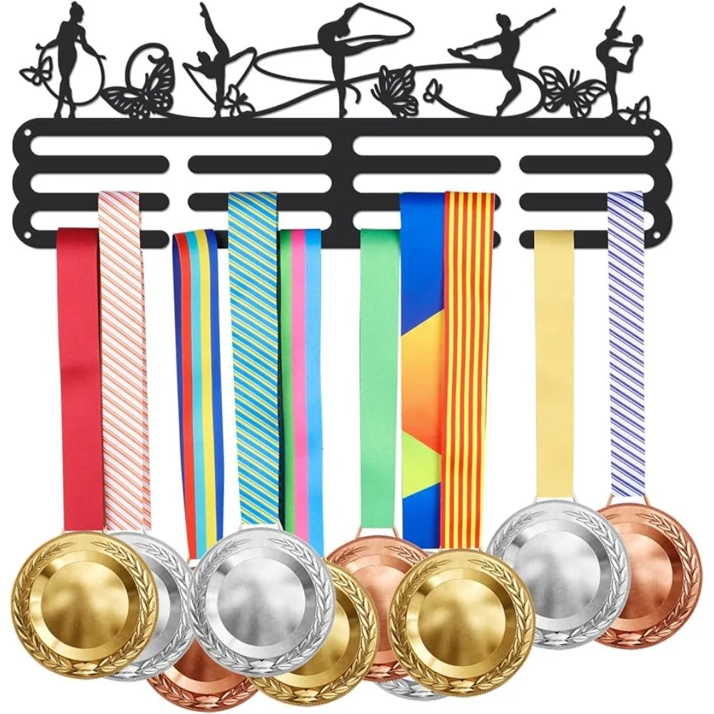 

Gymnastic Medal Hanger Butterfly Medal Holder with 12 Lines Sturdy Steel Award Display Holders for Over 60 Medals Wall Mounted