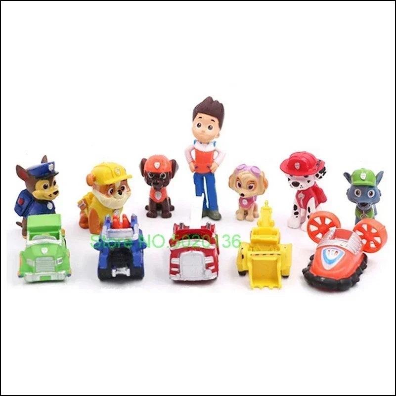 12pcs Paw Patrol Patrulla Canina Anime Action Figures Puppy Patrol Mini Dolls Patroling Canine 4-10cm Toys for Children