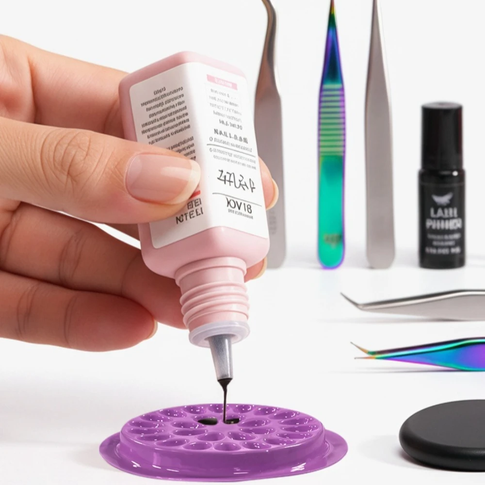 50 Stück Wimpernkleberhalter, falsche Tabletts, Wimpernverlängerung, Kleberpalette, Wimpernpalette, Pfropfpads, Kunststoff, rosa Tablett für Frauen und Mädchen