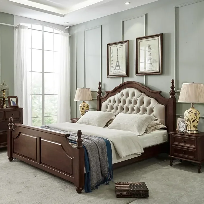 Cama Doble Moderna de Estilo Europeo, Estructura de Cama King Size, Muebles de Dormitorio de Lujo, Cama Matrimonial