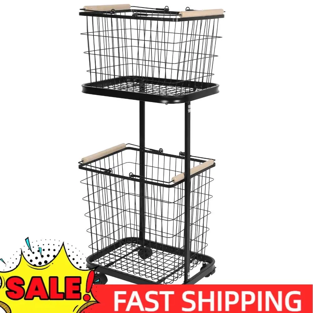 

2-х уровневая корзина для белья на колесиках, корзина для белья, тележка, корзина для белья, одежда для хранения белья