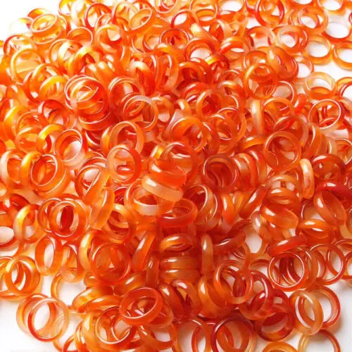 

100/50pcs Wholesale Natural Red Agate Stone Ring Jewelry Gemstone Band Rings
