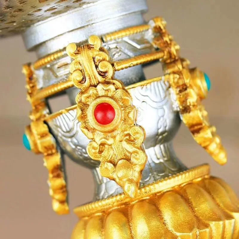 Resin Electric Thailand Butter Candle Lamp and Candlestick,Rechargeable Yellow LED, Buddhist Altar Lamp, Tibetan BaJiXiang Light
