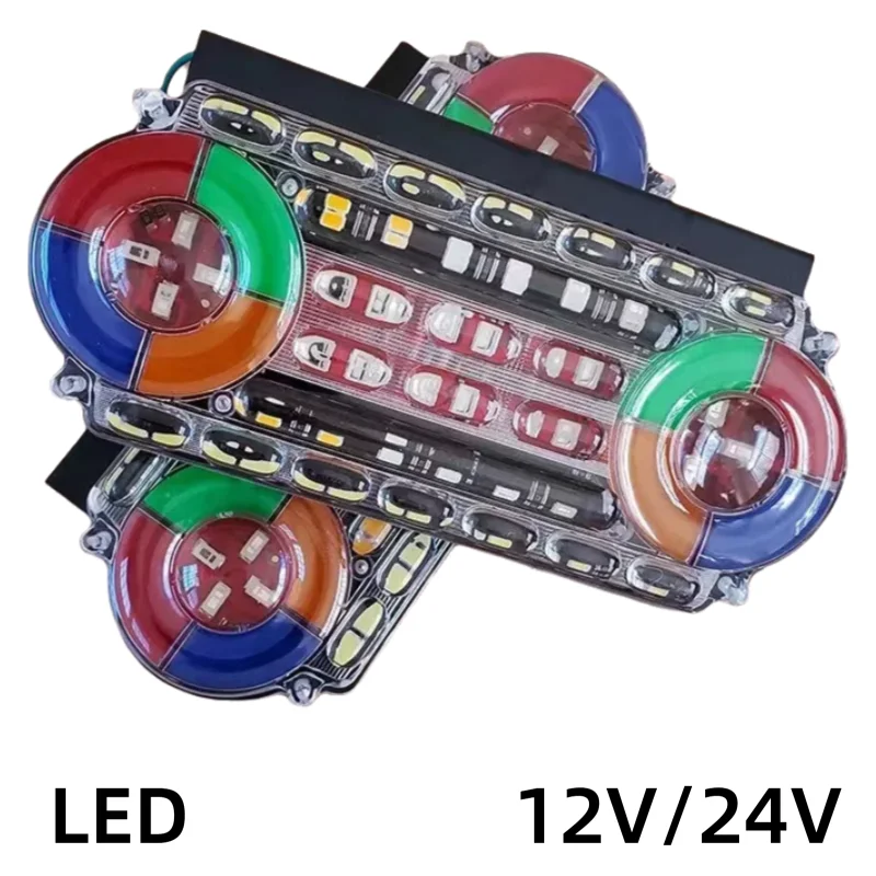 

LED Truck Trailer Rear Taillight 24V Flashing Edge Light Rainbow Warning Light 12V Anti-Rear-End Collision Modification Light