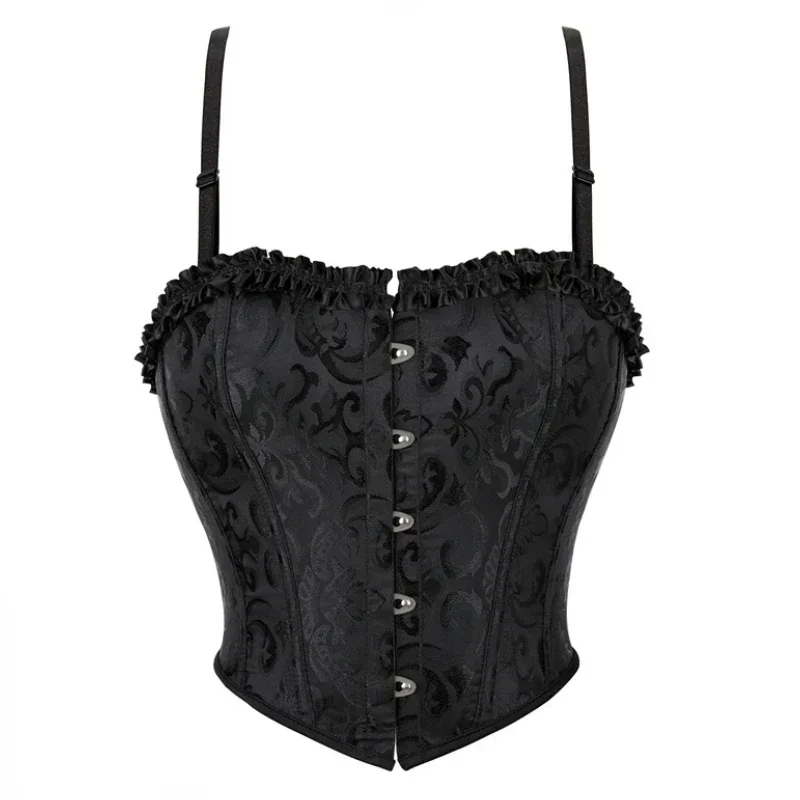

Корсет, сексуальные женские корсеты больших размеров и бюстье, завышенная грудь, на шнуровке, готический корсет с цветочным принтом, одежда, черный топ