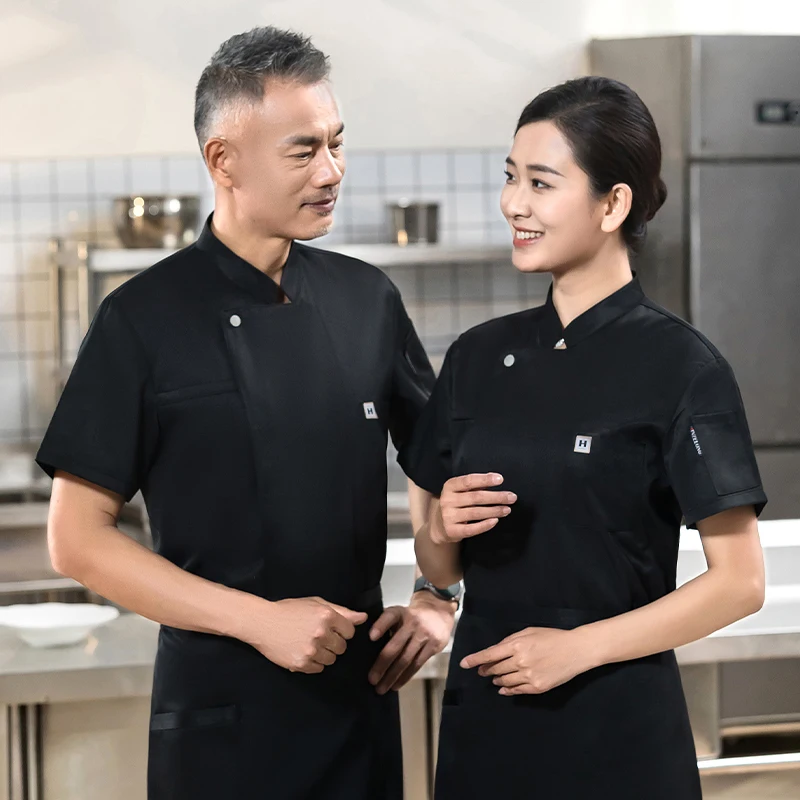 Summer Restaurant Chef Uniform Men's Kitchen Suit Hotel Waiter Shirt Catering Service Cooking Jacket Bakery Waiter Work Clothes