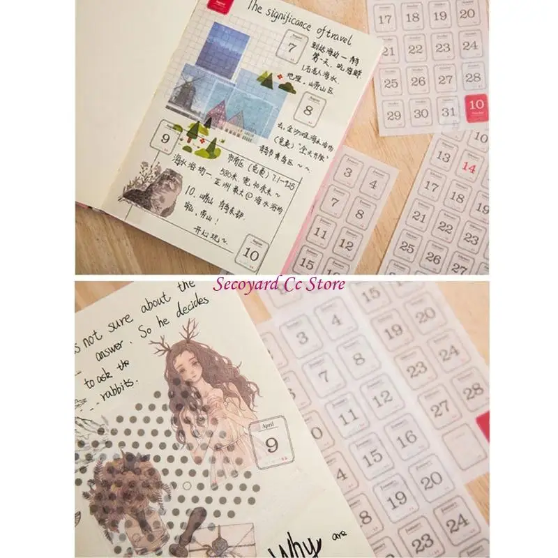 

N3UC 12 листов наклейка с датой декоративная наклейка 365 дней календарь этикетки наклейка календаря для фото