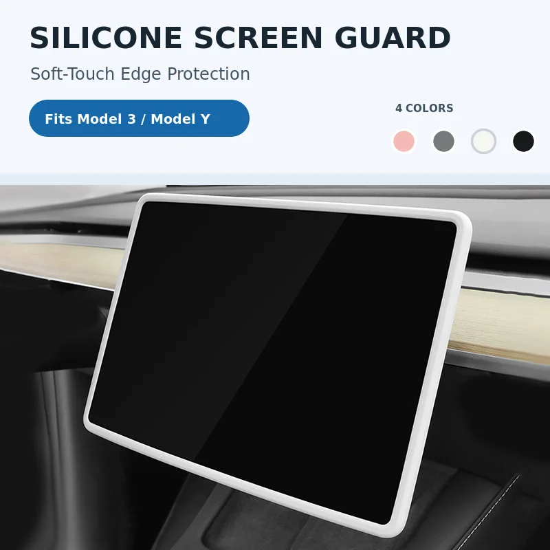 Silicone Central Control Screen Protective Frame Cover For Model 3 Model Y Anti-Scratch Shockproof Display Bezel Car Accessories