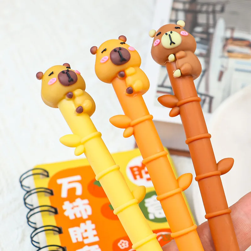 12 Stück Capybara Bambus Neutralstift Simulation weicher Körper Nadelkopf schwarzer Wasserstift Student Briefpapier Pinselstift