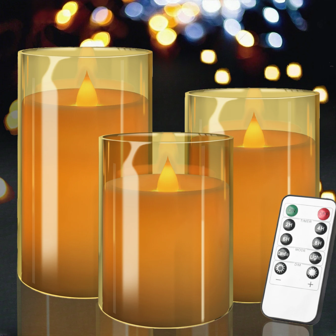 Flackernde flammenlose Kerzen mit Lampenschirm, batteriebetriebene 3D-Docht-LED-Kerzen für Weihnachten, romantische Ambiente, Hochzeitsdekoration