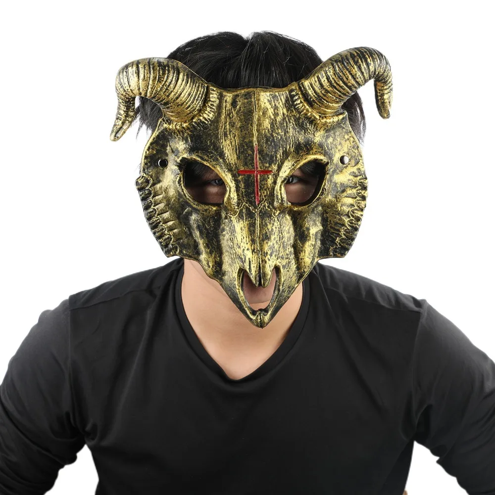 

Gothic Antelope Halloween Mask Party Props Cosplay Supplies Halloween Bloody Skull Mask PU Leather Goat Horn Mask Women Men