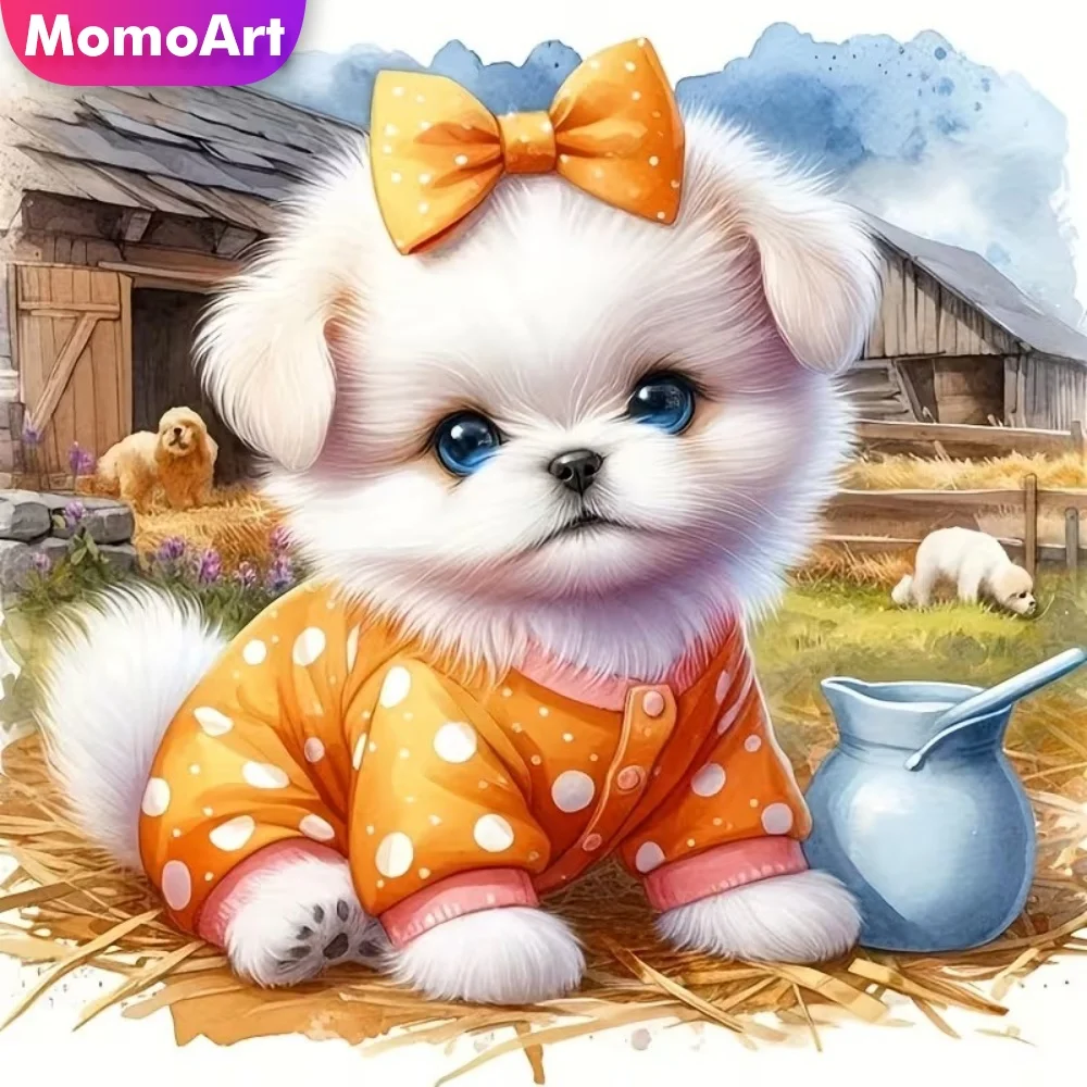 Momoart Diamantmalerei Hund Tier Geeignet für Anfänger Diamant-Mosaik Cartoon DIY Neuerscheinung Stickerei Wanddekoration
