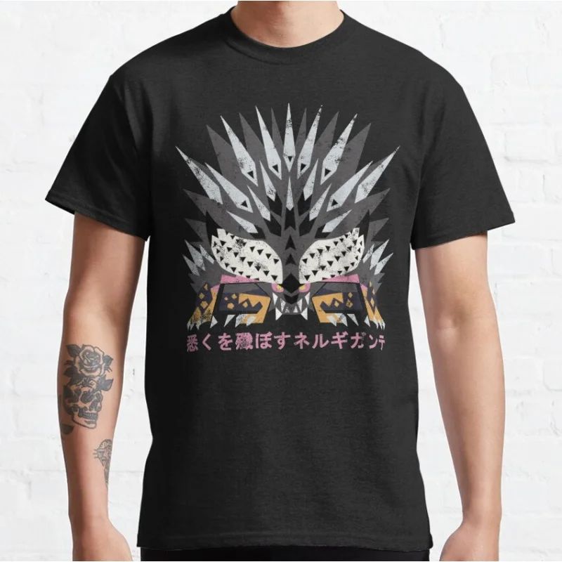 

Monster Hunter World Iceborne Ruiner Nergigante t shirt Cartoon Videogame MHW Graphic clothes 100% cotton Y2K Tee All size tops