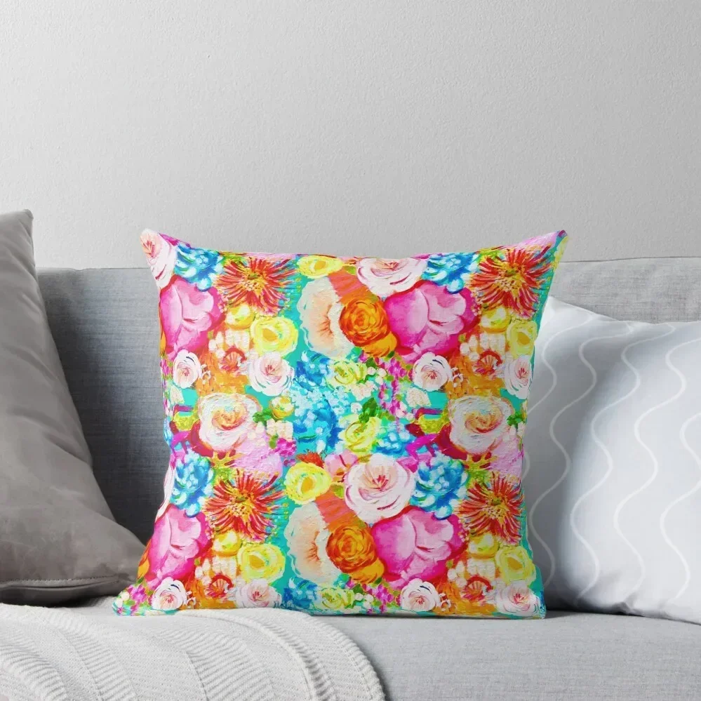

Neon Summer Hot Pink and Turquoise Floral Throw Pillow christmas pillowcases Rectangular Cushion Cover Covers For Sofas pillow