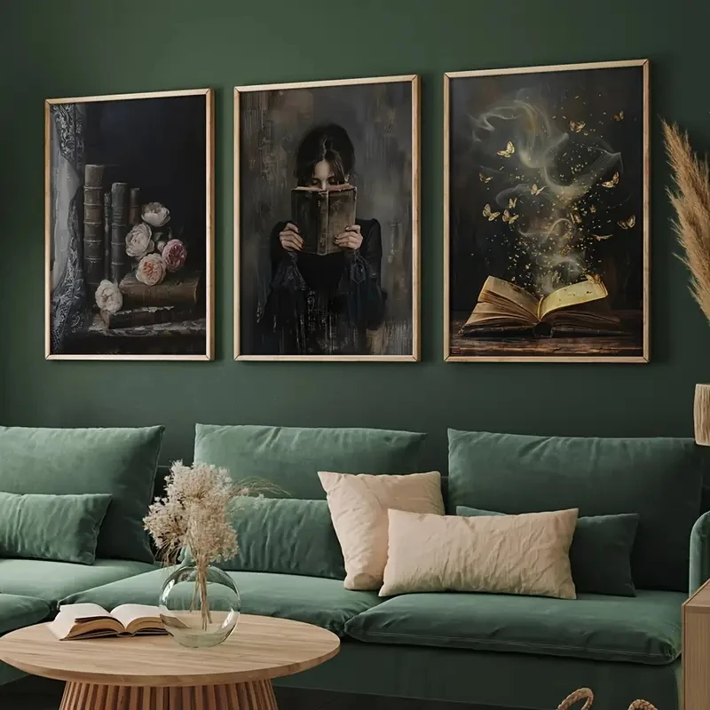 

3pcs/Set Dark Female Wall Art, Gothic Style Art Prints, Living Room, Bedroom, Kitchen, Home Office, Canvas Home Room Decoration