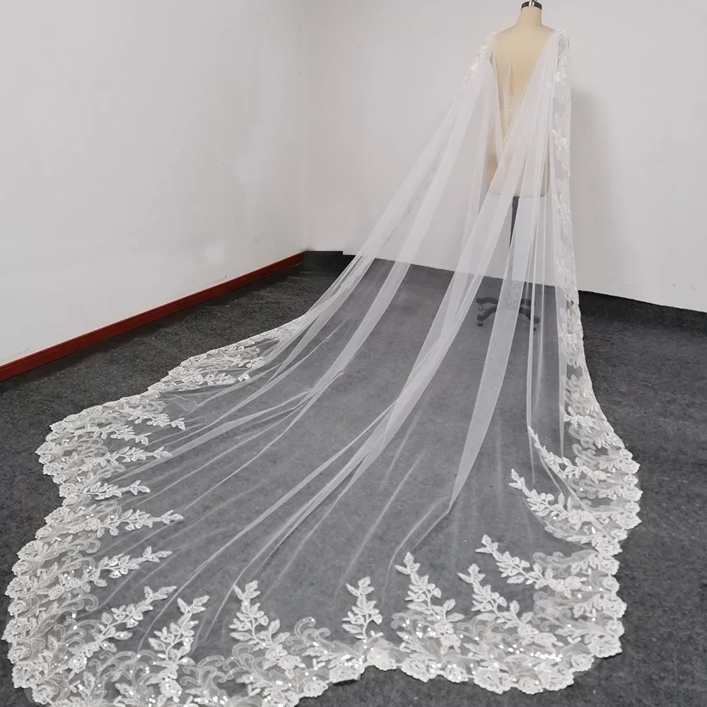 

Sparkling sequins, lace, scallops, 3.5 meters long, bridal shoulder veil, Bolero，Bolero， Wedding Accessories