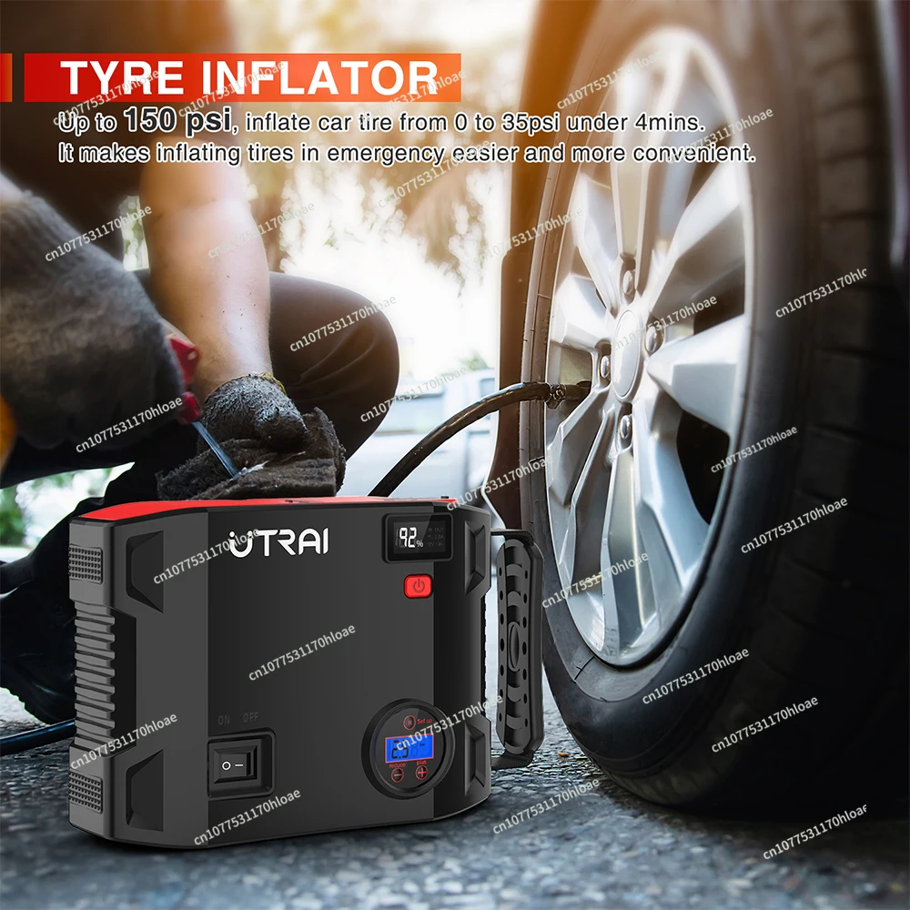 Utrai 2000A Jump Starter Vehicle Emergency Tools With Air Pump Powerbank Jumpstart with LED Light Tire Inflator OEM Factory