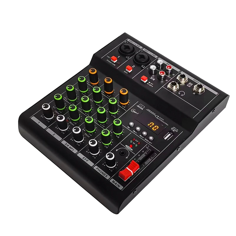 GAX-A4 Professional Portable Digital Dj Console With USB Mixer Border 4 Channel Audio Mixer Black 1 Piece