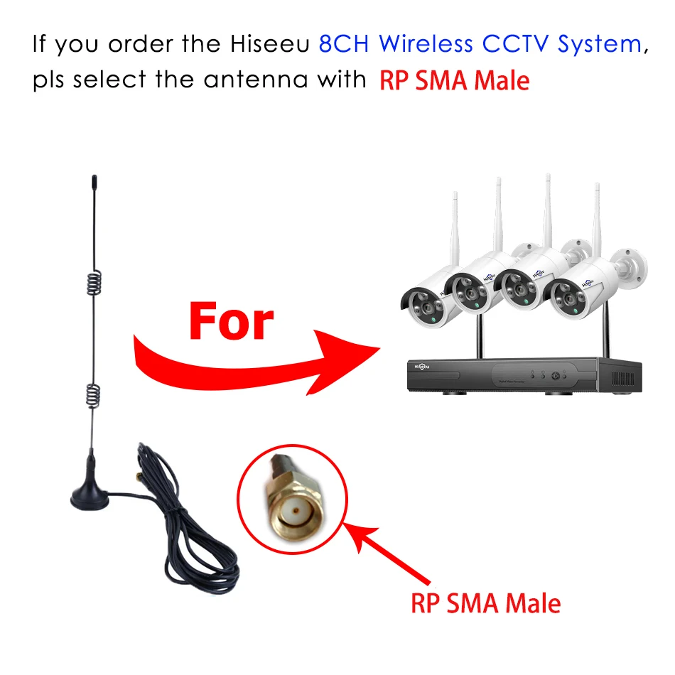 2.4GHz 7dBi 5XRange WiFi Booster Antenna 10ft SMA Male/RP SMA Male with Magnetic Base for Wireless Security Camera Router