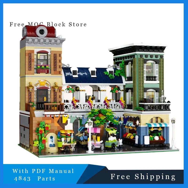 

4843, детали MOC, фермерский рынок, яркие, аутентичные и подробные модели DIY, строительные блоки, игрушки на день рождения, Рождество, подарок для взрослых