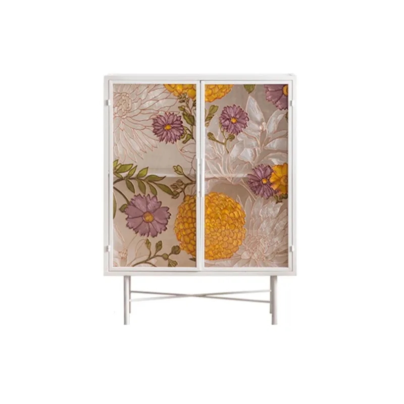

French retro wrought iron glass side cabinet living room wall locker