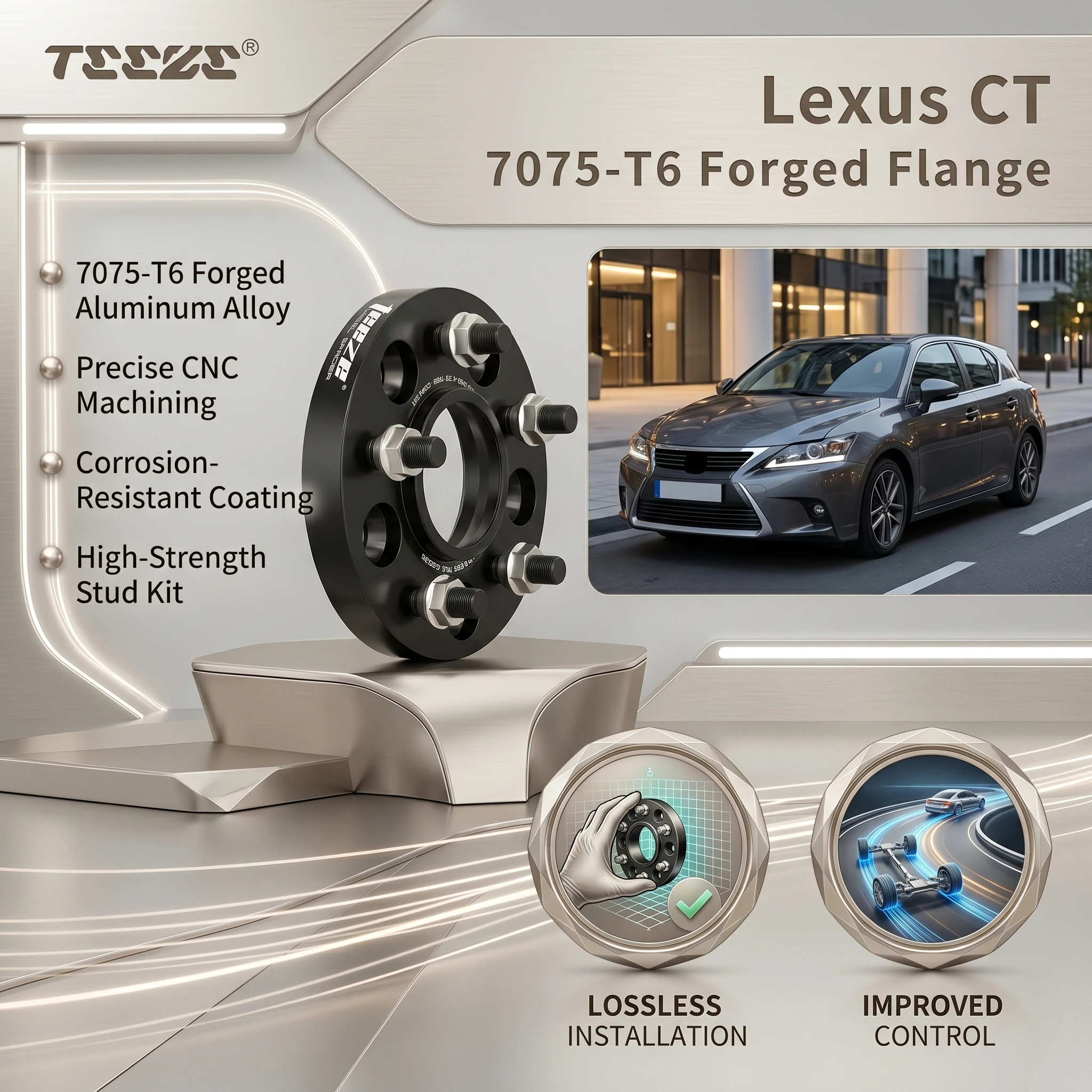 Teeze 2/4pcs 5x100 CB 54.1mm M12x1.5 Hub Centric Black Forged wheel spacer For Lexus CT Flange Plate15/20/25/30/35mm