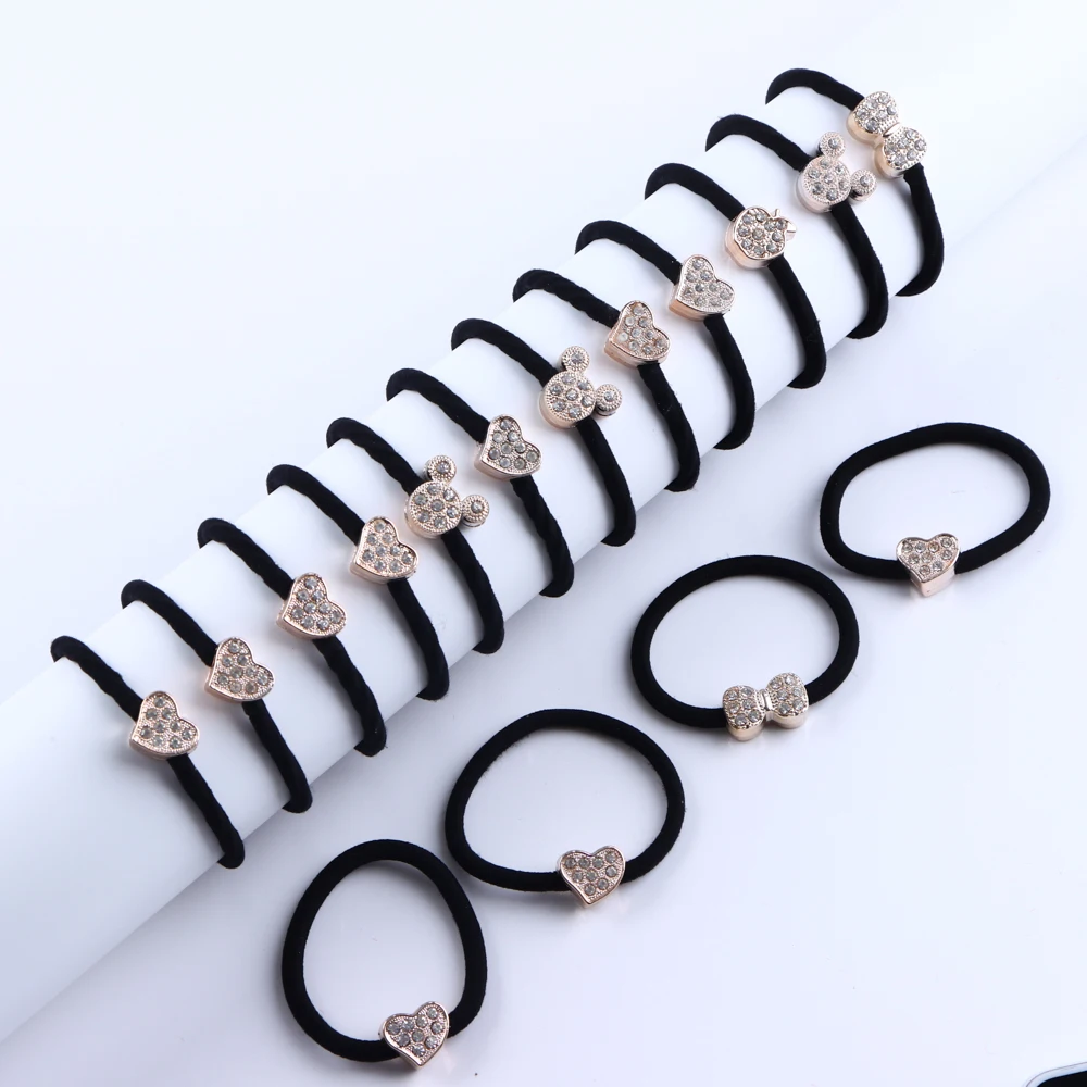 10Pcs/Lot New Korean High Elastic Hair Rubber Accessories For Women Black Bands Girls Lovely Ponytail Holder Ropes Mix Style