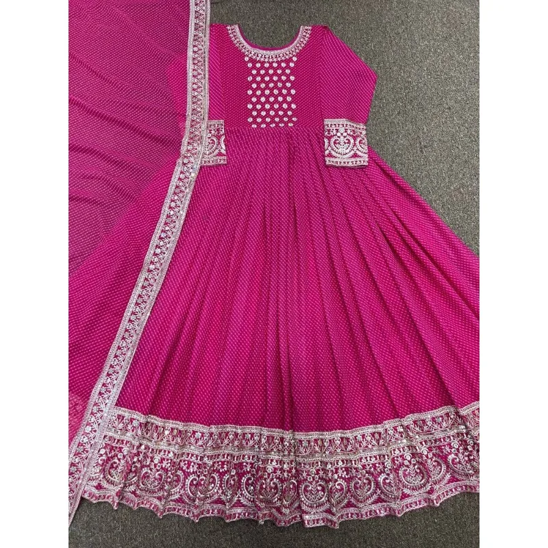 Pink Gown Salwar Kameez PakistanI Indian Wedding Party Dress Polaroid Suit