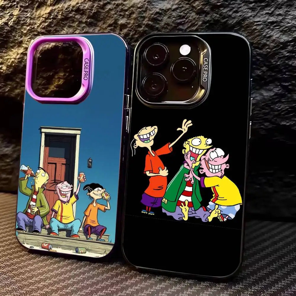 

Funny Cartoon E-Ed E-Edd n Eddy Phone Case For iPhone17,16,15,14,13,12,11 Plus,Pro Max Colored Silver Plated Inside Cover