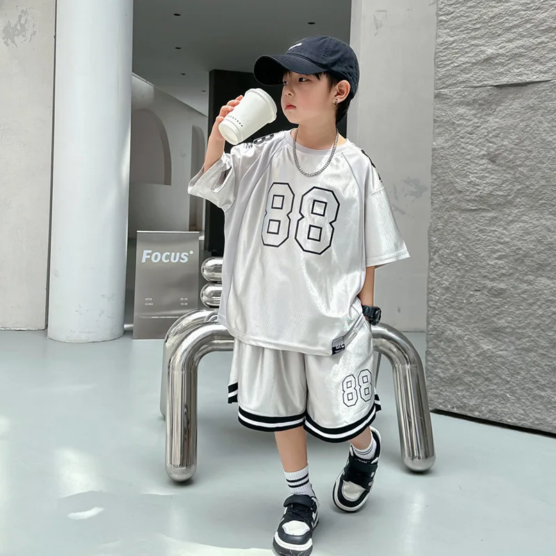 children's basketball jersey set summer 2026 new boys' jersey medium and older children's sportswear two-piece set summer