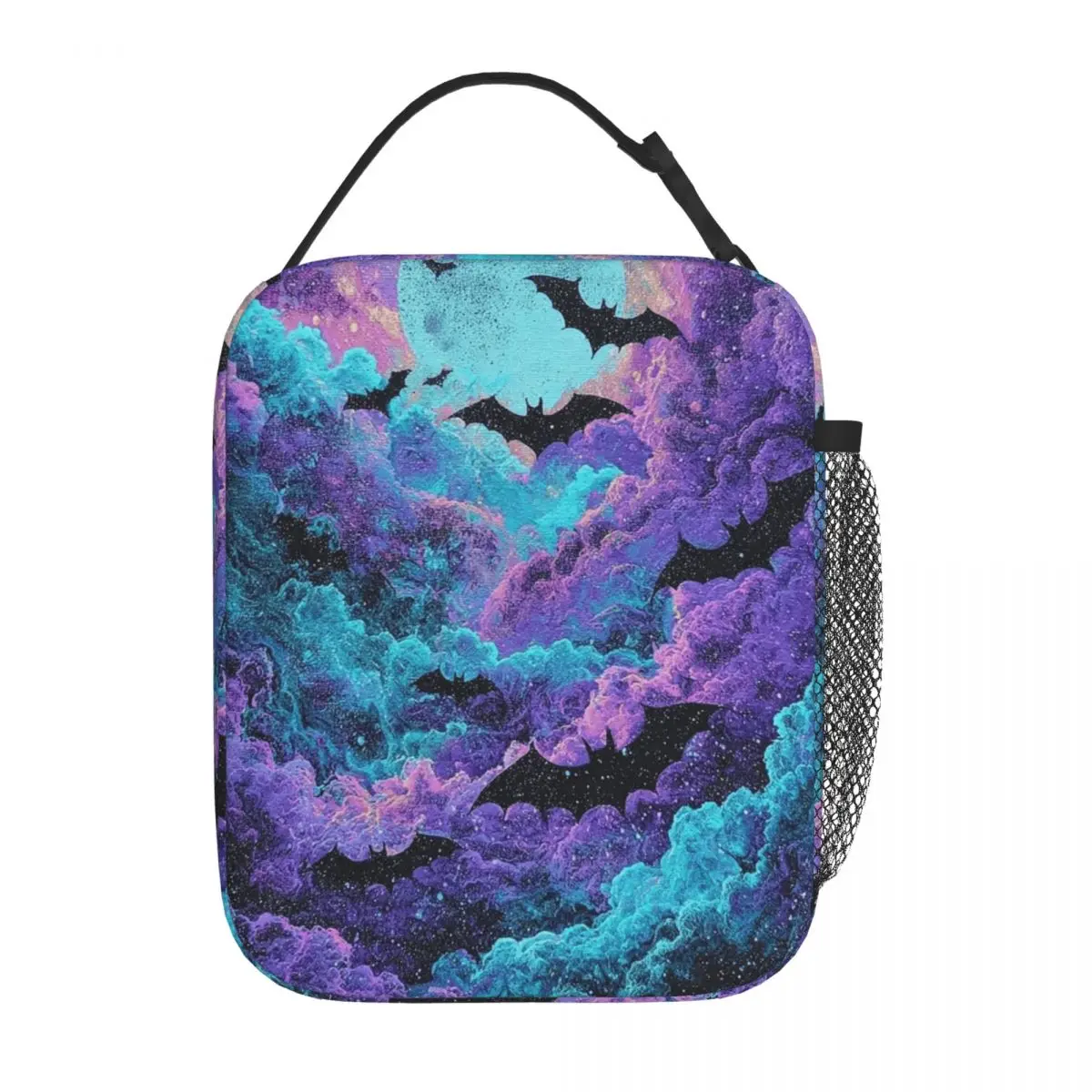 Bat Cloud Halloween Day Of The Dead Pattern Insulated Lunch Bag for Women Children Leakproof Food Boxes Thermal Lunch Box Tote