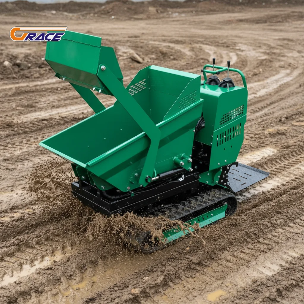 

Fast Delivery Remote Control Mini Crawler Dumper 900kg Hydraulic Construction Track Dumper