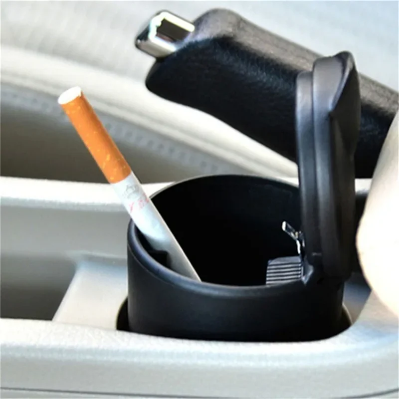 

Car Ashtray with Lid Smell Proof Stainless Steel Blue Led Portable Ashtray Cup for Auto Fireproof Shell One Touch Open