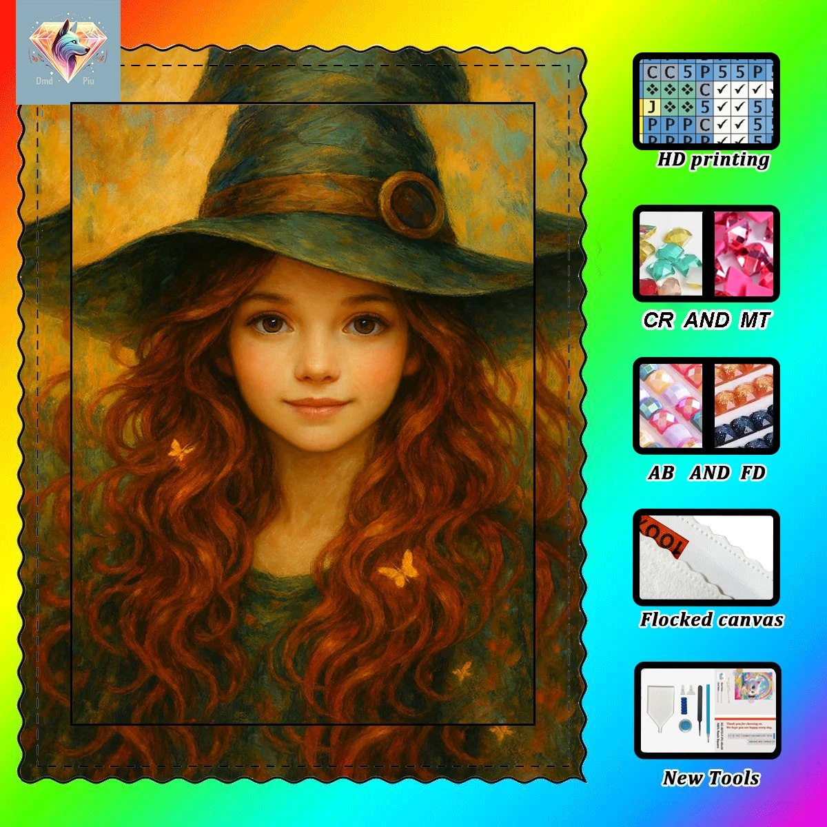 

【Piu Diamond Art】Mysterious girl 100% resin FD+ab+cr Diamond Stamping Kit Perfect Masterpiece worth Buying