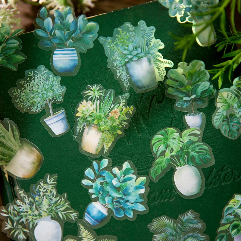 Yoofun 30pcs Natural Plant Collection Potting Decorative Stickers Scrapbooking Label Diary Stationery Album Phone Cup Journal