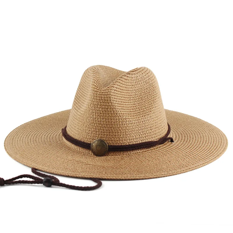 

Spring And Summer Unisex Casual Wide-brimmed Straw Hat, Panama Hat, Outdoor Breathable Windproof Sunshade Hat