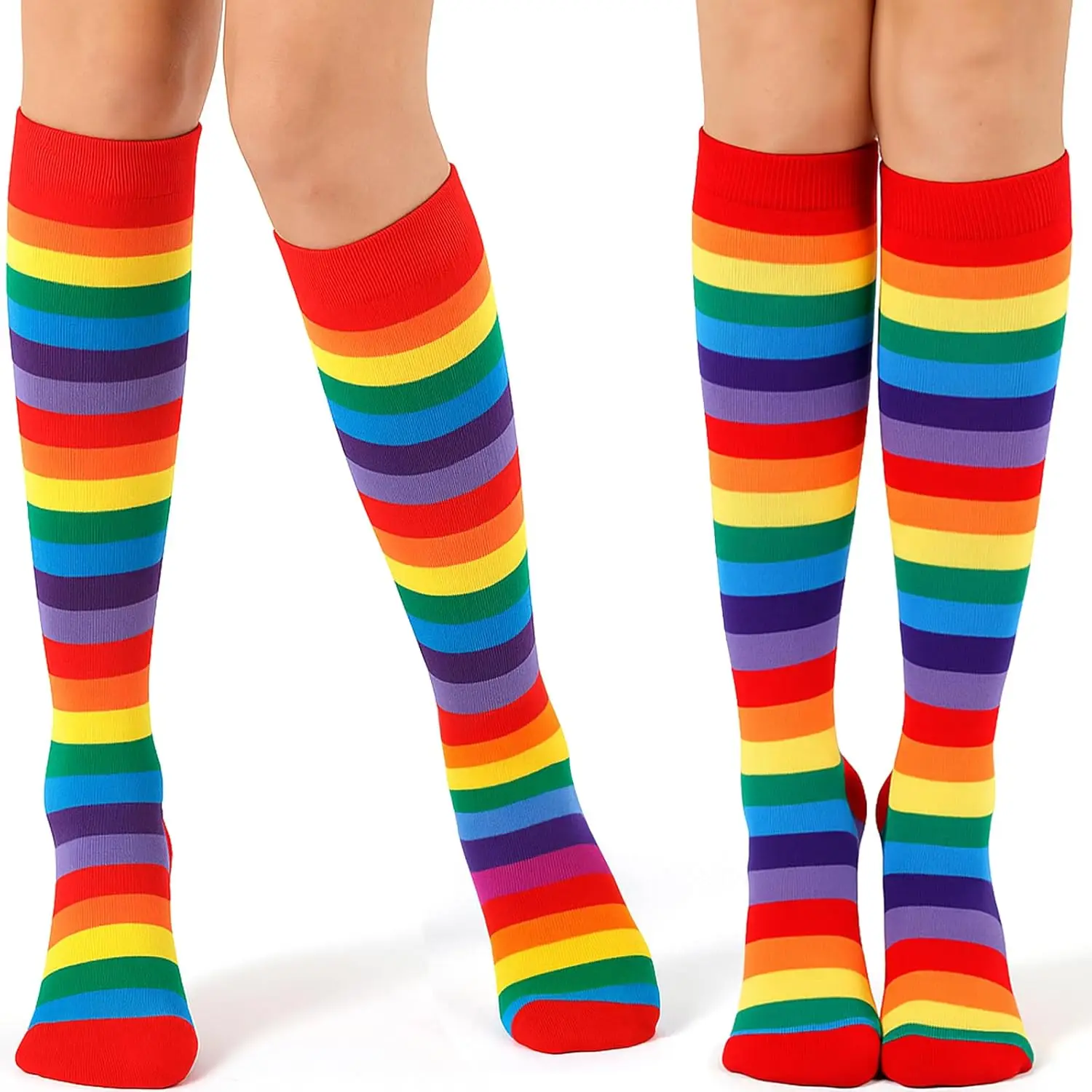 Girl's Long Striped Socks over Knee Thigh High Stocking Tight for. Patrick's Day Christmas Socks