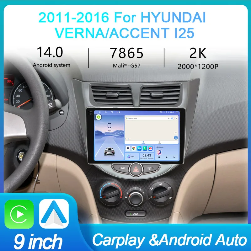 

MeiHua для Hyundai Verna Accent I25 2011-2016 Android автомобильный радиоприемник мультимедийный видеоплеер GPS 4G CarPlay авто головное устройство навигация