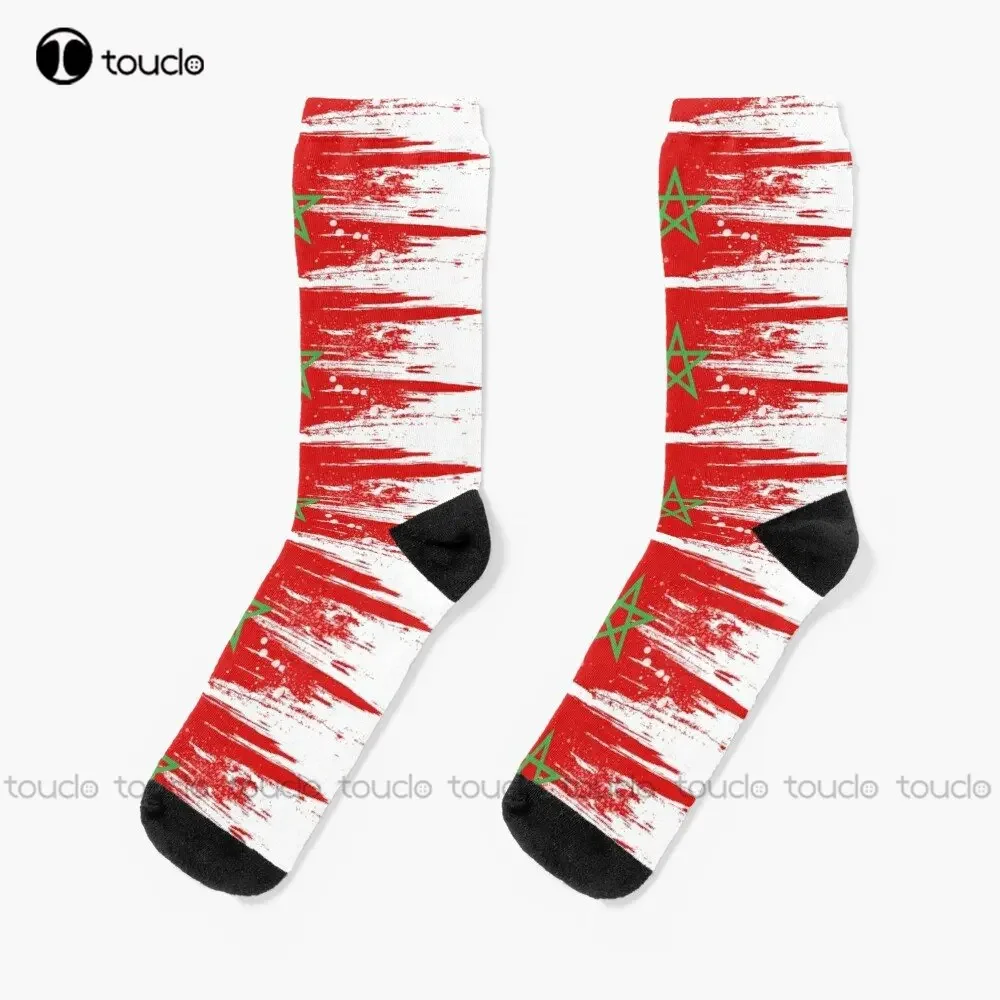 Morocco Flag Socks Funny Socks For Men Personalized Custom Unisex Adult Teen Youth Socks 360° Digital Print Custom Gift Cartoon