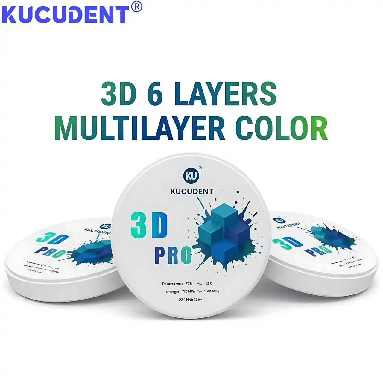 

Dental 3D Plus Multilayer Zirconia Block 98mm 700-1050MPa Open CAD/CAM System 6 Layers A1/A2/A3 Crown Restoration Material