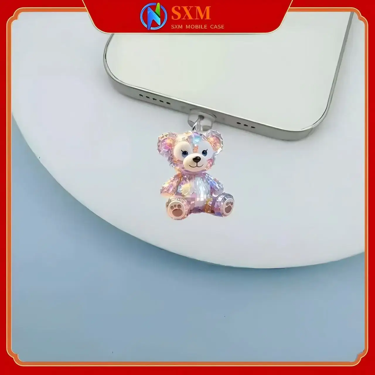 

Colored Diamond Diamond Bear Mobile Phone Charging Port Dust Plug Decorative Pendant for iPhone/Type-C Connector